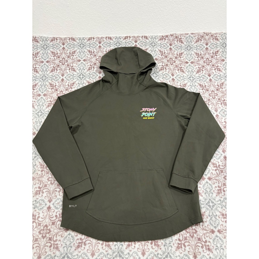 BYLT Basics Stony Point Rock Quarry Hoodie Olive Green Performance Pullover XL